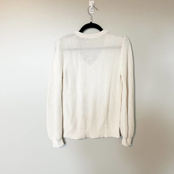 Lauren Ralph Lauren ivory knit lace up sweater women’s medium - Picture 2 of 10